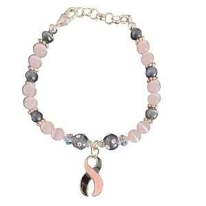 Black & Pink Ribbon Awareness Bracelet #48